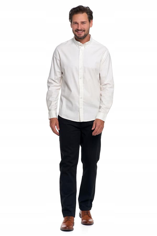 Herrskjorta i bomull, långärmad, elegant, klassisk, MORAJ, 3XL, VIT