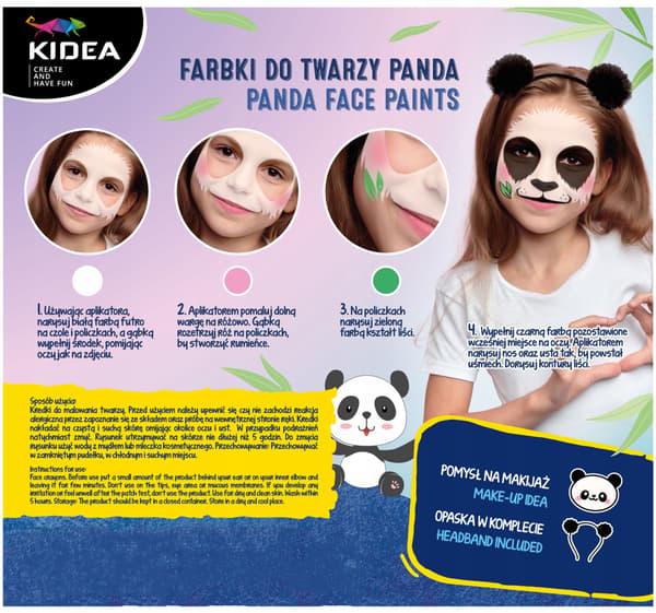 ANSIGTSMALINGSSÆT MED PANDA-PANDEBÅND KIDEA 7135