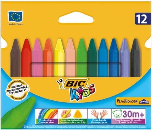 Plastidecor Triangle BØRNEBLYBRIDER 12 farver BIC