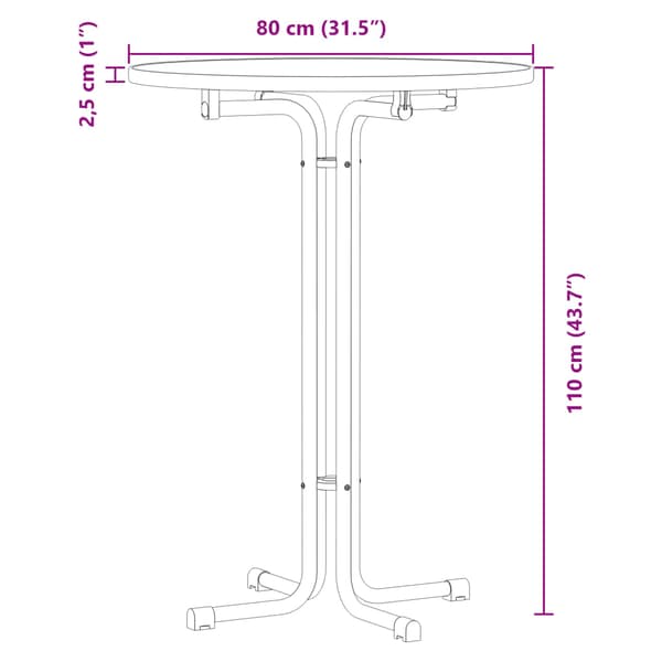 vidaXL spisebord, sort, Ø80x110 cm