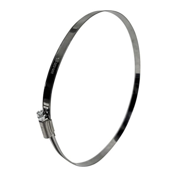 W2 snäckklämma Ø200-220 mm, bredd 12 mm - rostfritt stål