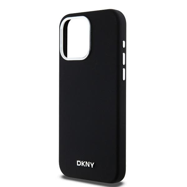 DKNY Silikone Lille Metal Logo MagSafe-cover til iPhone 14 Pro Max, Sort