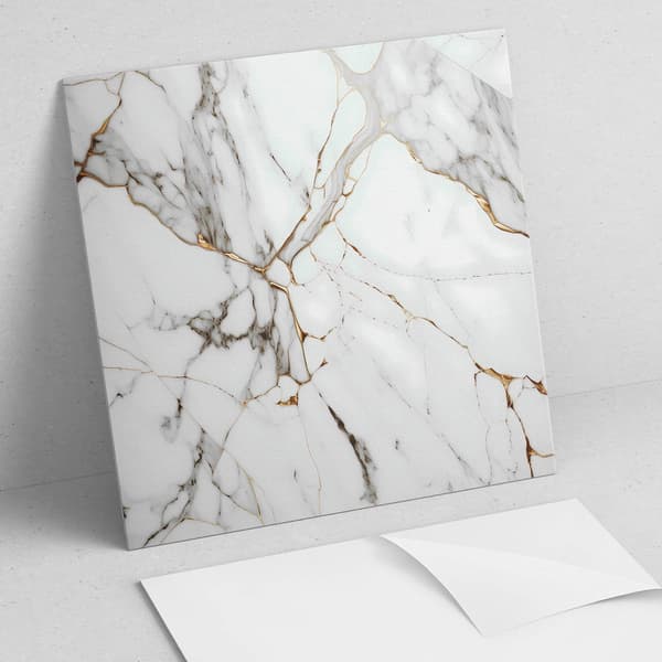 Trykte selvklæbende vinylfliser elegant marmormønster 4x50x50 cm