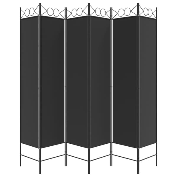 vidaXL 6-panels rumdeler, sort, 240x200 cm, stof
