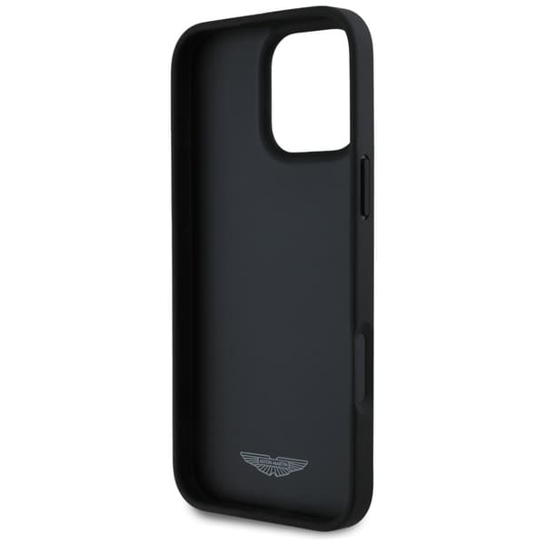 Aston Martin HC Læderetui i Victory Design til iPhone 16 Pro Max, Sort