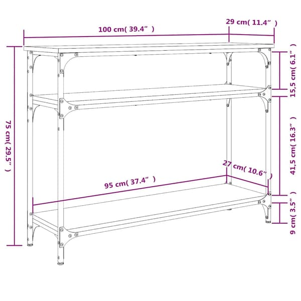 vidaXL konsolbord, sort, 100x29x75 cm