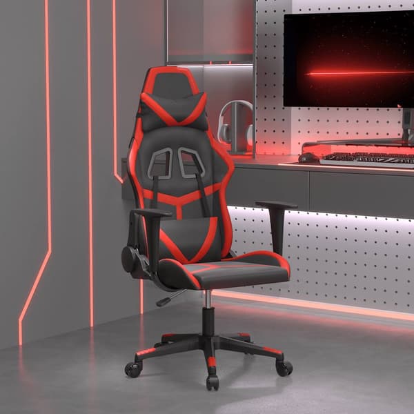 vidaXL massage-gamingstol, sort og rød, kunstlæder