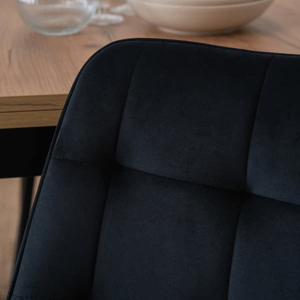 CHRIS Polstret Spisestol Sort Velour Moderne Loft
