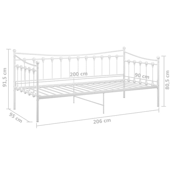 vidaXL Soffram vit metall 90x200 cm