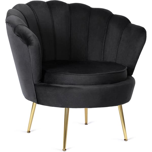 ANGEL Shell Lænestol til Stuen, Sort Velour, Moderne