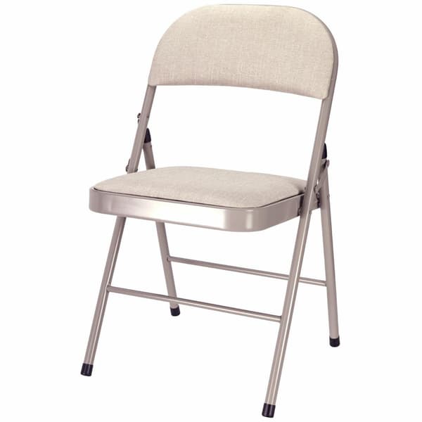 Klapstol i metal med beige polstring