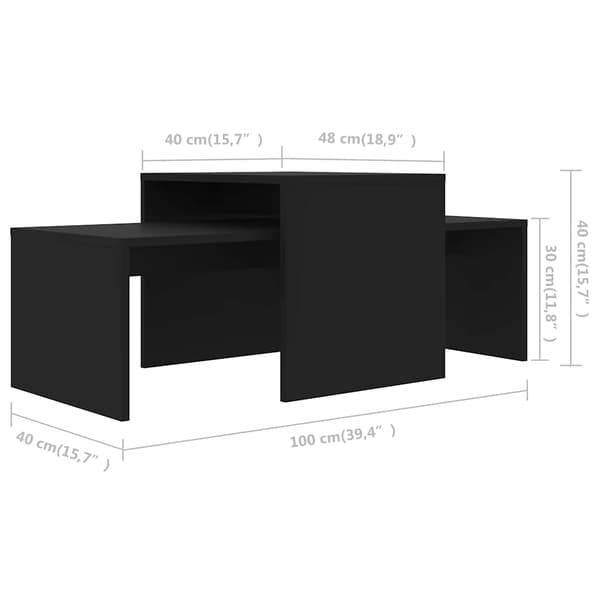 vidaXL sofaborde, sorte, 100x48x40 cm, spånplade