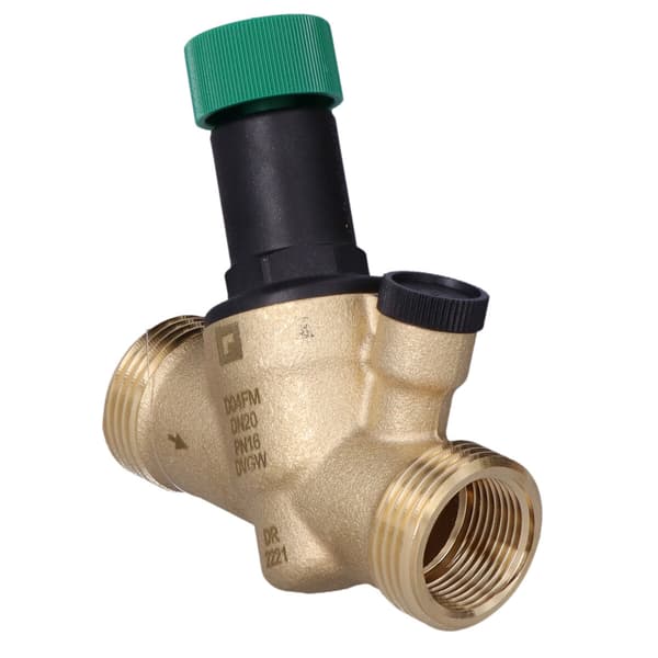 Trykregulator, DN20, tilslutningsgevind: 3/4 tomme indvendig og 1 c