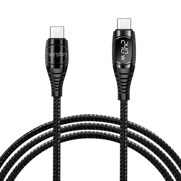 USB-C-kabel til hurtig opladning 240W 1m LogiLink PD 3.1 OLED E-Mark Sort