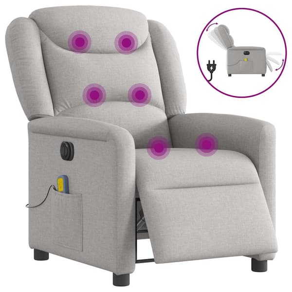 vidaXL Elektrisk vilfåtölj för massage, grå, tyg