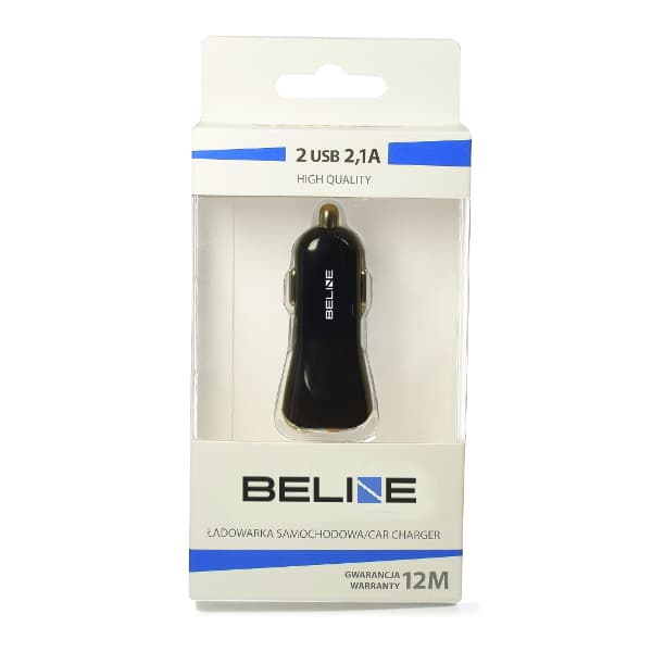 Beline 2xUSB 2.1A billaddare svart