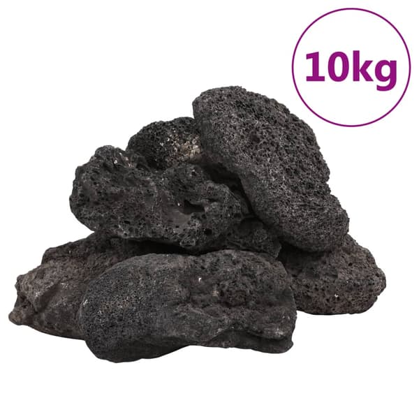 vidaXL vulkansk sten, 10 kg, sort, 10-30 cm