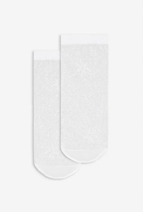 Wola och Gatta tunn strumpa 2-pack one size vitmönstrad