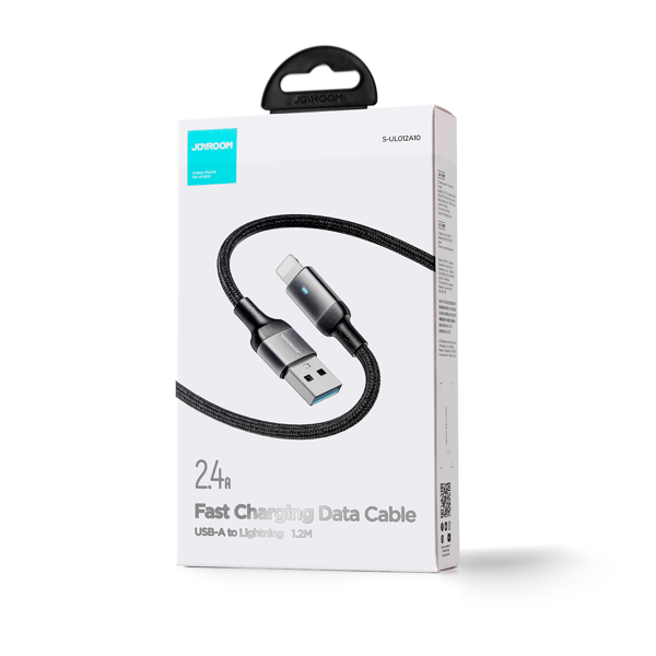 iPhone A10 -sarjan USB-kaapeli - Lightning 2.4A 1.2m musta