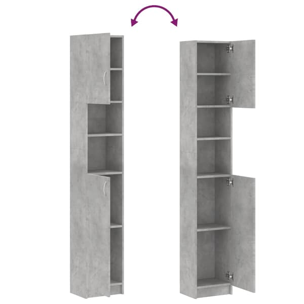 vidaXL badeværelsesskab betongrå 32x25,5x190 cm spånplade