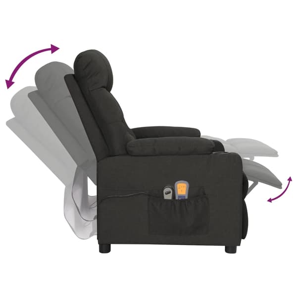 vidaXL elektrisk massagestol, sort, stof