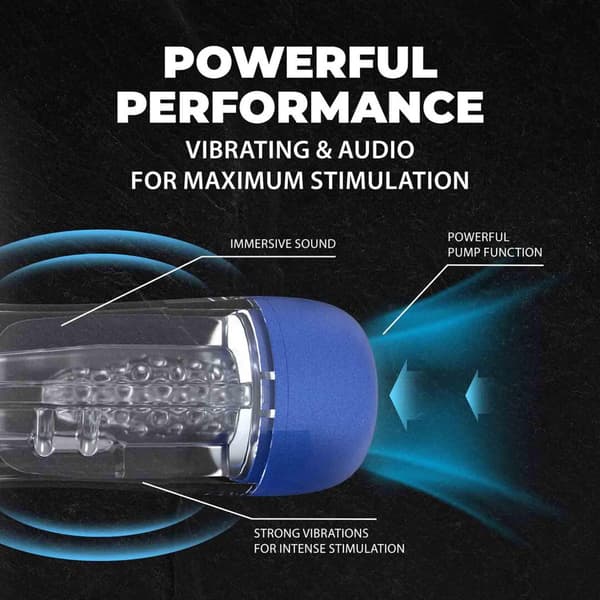 SonicPull - Sug- och vibrationsmasturbatorpump - Multimediaförstärkt - Metallisk blå