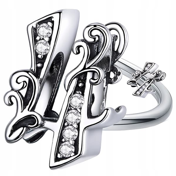 Charms nummer fire 4 perle sølv S925 zirkoner kviste nummer