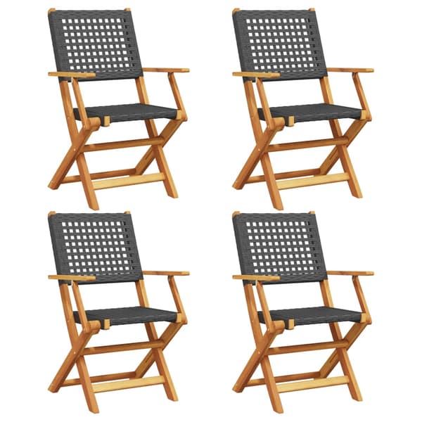 vidaXL foldbare havestole, sæt med 4, sort polyrattan og træ