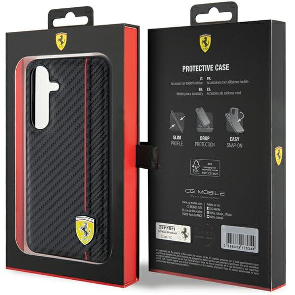 Ferrari Carbon Printed Line cover til Galaxy S24+, sort