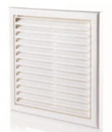 Ventiler MW100AR - justerbart ventilationsgaller 154x154 mm med nät, vit