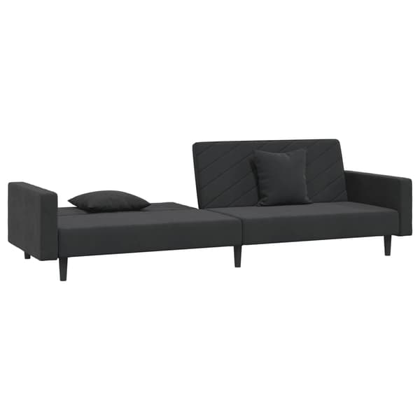 vidaXL 2-sitssoffa med 2 kuddar, svart sammet