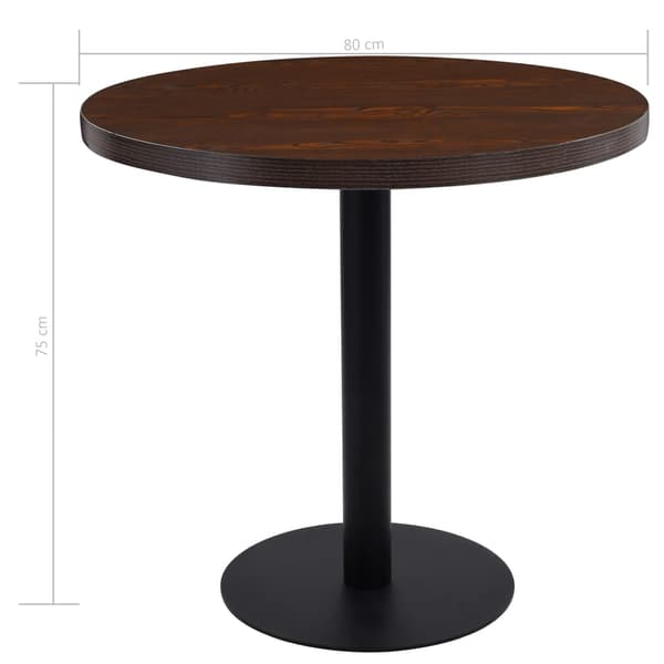 vidaXL Bistrobord mörkbrunt 80 cm MDF