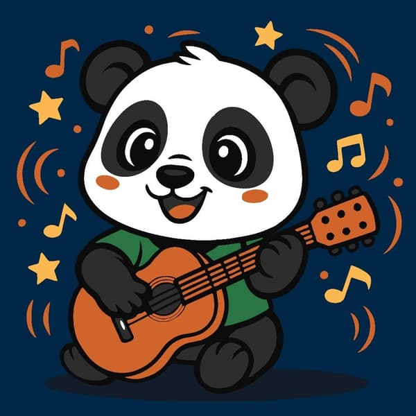 Maalaus numeroilla - Panda ja kitara lapsille