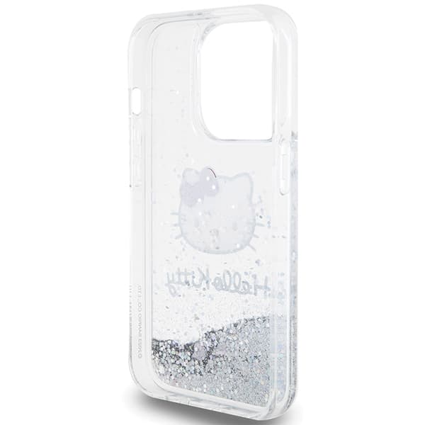 Hello Kitty Liquid Glitter Charms Kitty Head cover til iPhone 14 Pro, sølv