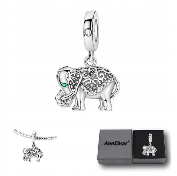 Pärlhänge Silver S925 Indisk elefant Lyckoblommig prydnad