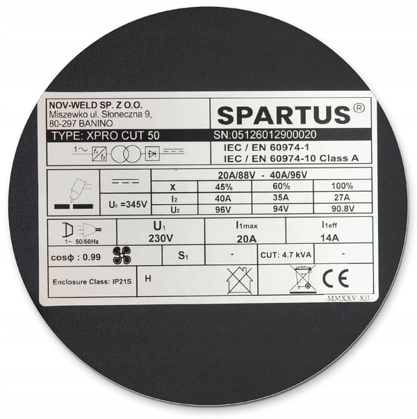 SPARTUS XPro CUT 50 PLASMASKÄR 25 mm PLASMA 20-40A EMC PFC
