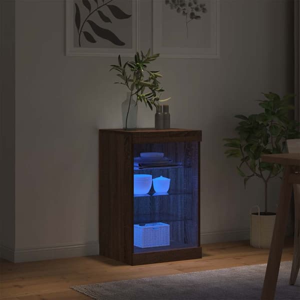 vidaXL LED-skab brunt egetræ 41x37x67 cm