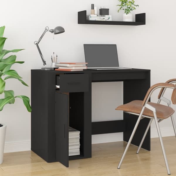 vidaXL skrivebord, sort, 100x49x75 cm, træbaseret materiale