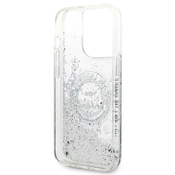 Karl Lagerfeld Liquid Glitter RSG-cover til iPhone 14 Pro Max, sølv