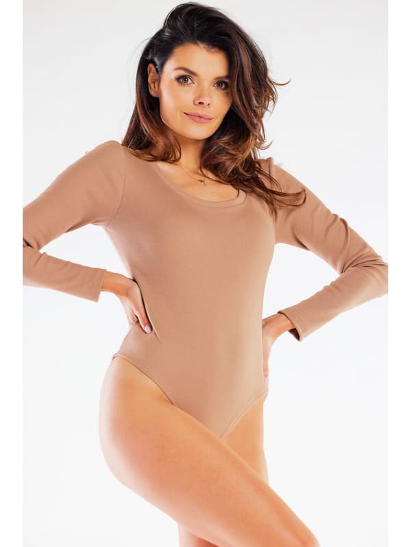Perus Ribbed-puuvillabody, Beige M