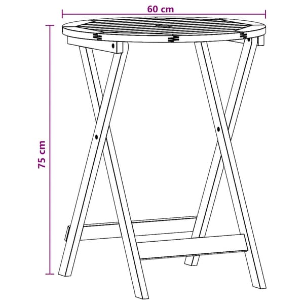 vidaXL foldbart havebord Ø60x75 cm massivt eukalyptustræ