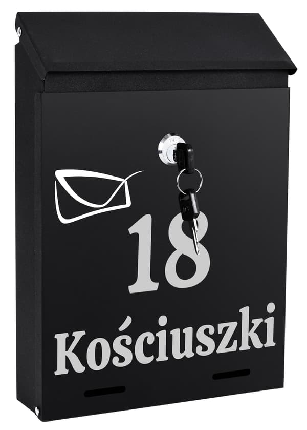 Odvin musta postilaatikko kaiverruksilla