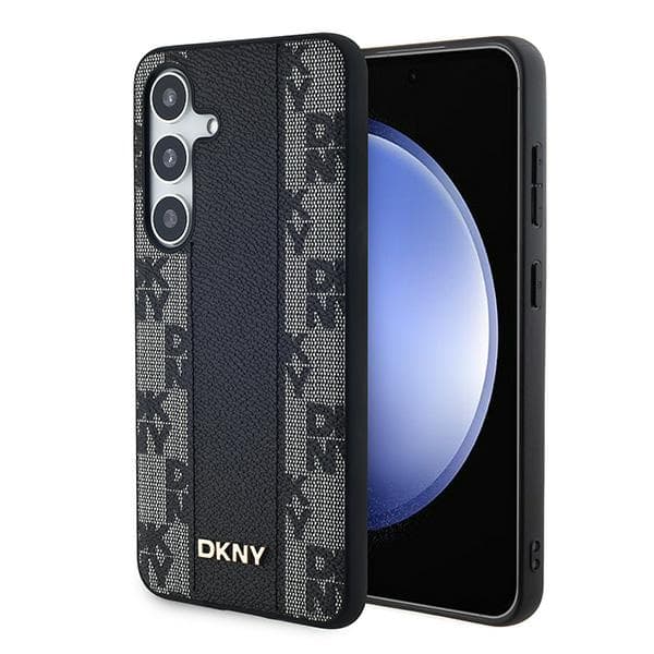 DKNY MagSafe-cover med ternet monogrammønster til Galaxy S24, sort