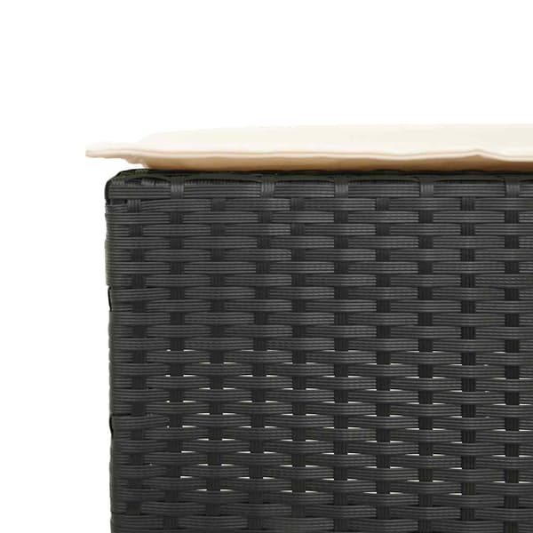 vidaXL 3-delt barsæt med hynder, sort polyrattan