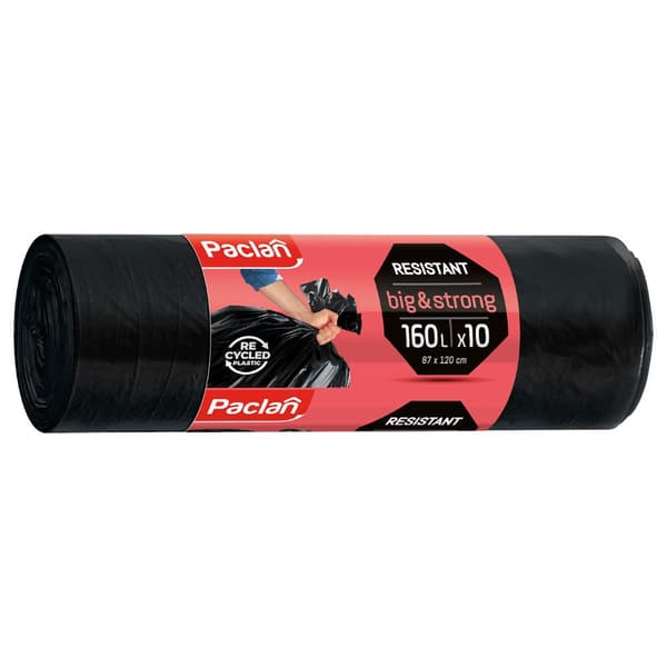 Affaldssække 160L sorte 10 stk Big Strong Paclan