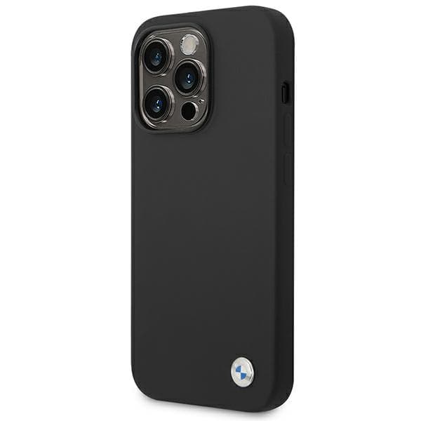 BMW Silikone Metal Logo Cover til iPhone 14 Pro Max, Sort
