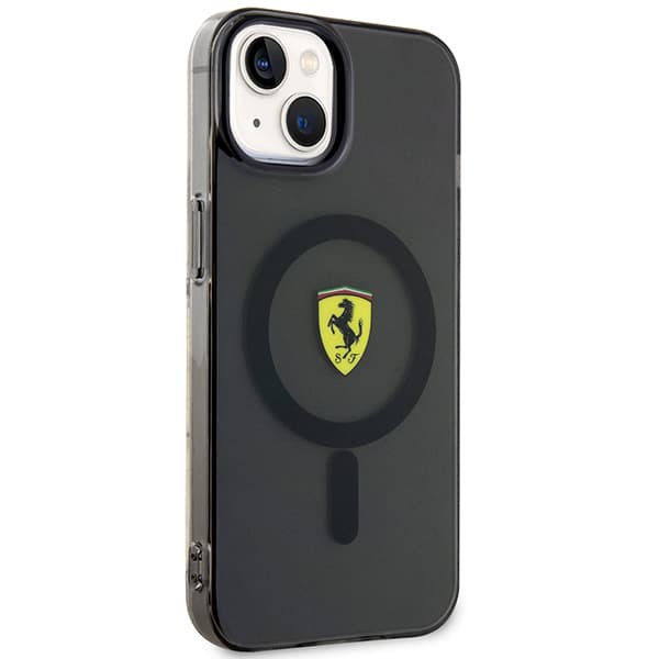 Ferrari Gennemsigtigt Magsafe-cover til iPhone 14, Sort