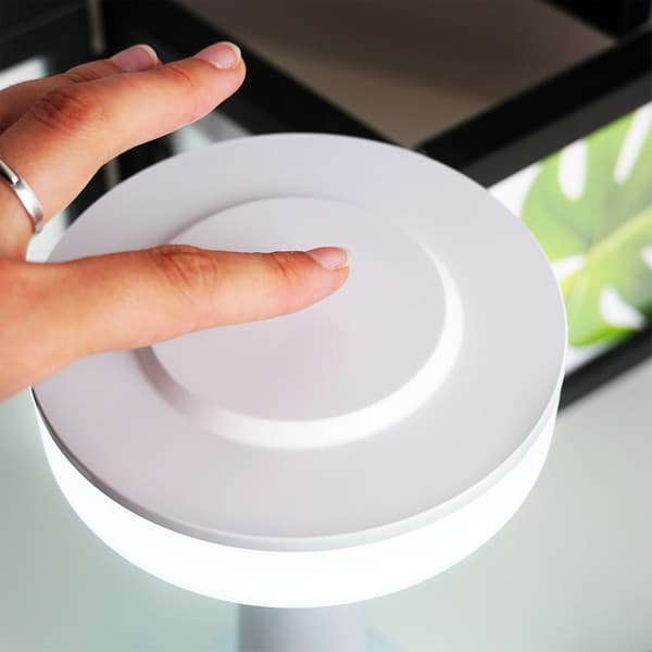 LED bordlampe hvid trådløs 3 lysmodi 21 cm