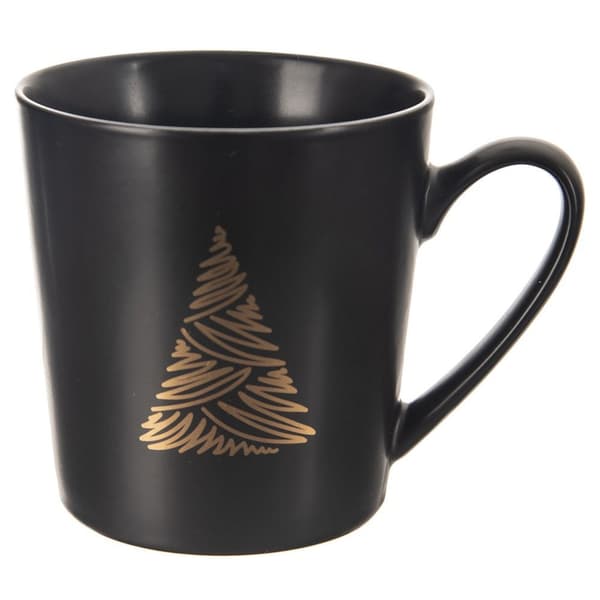 Porslinsmugg svart julgran 500 ml
