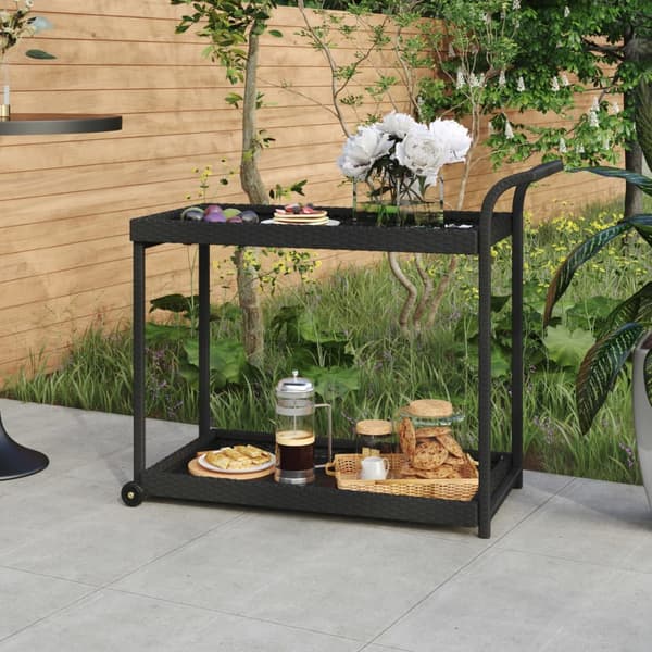 vidaXL barvogn, sort, 100x45x83 cm, polyrattan